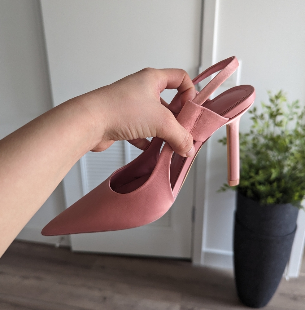Zara blush satin heels